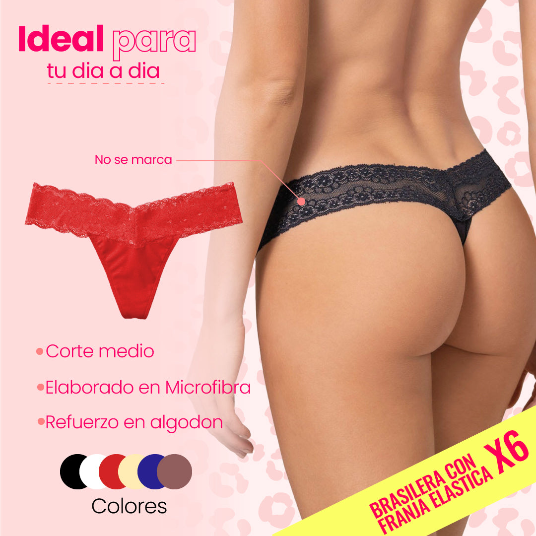 TANGA FRANJA ELASTICA PACK X6